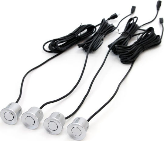 AMiO Car Parking System License Plate Frame CAM-402 with Camera with Screen with Buzzer and 4 Sensors in Silver Color