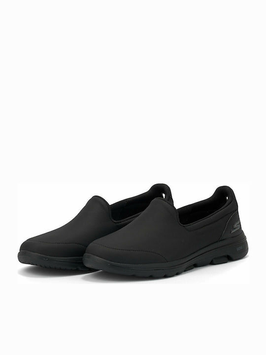Gowalk 5 Polished Γυναικεία Slip-On Δερμάτινα Μαύρα