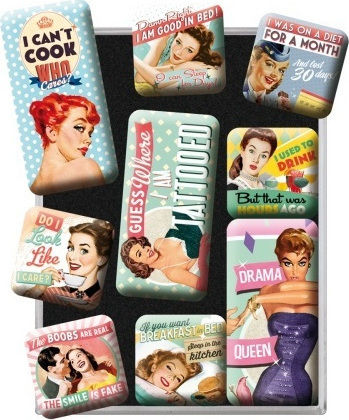 Nostalgic Art Cheeky Slogans Ορθογώνια Σετ Μαγνητάκια Μεταλλικά 7x10εκ. 9τμχ
