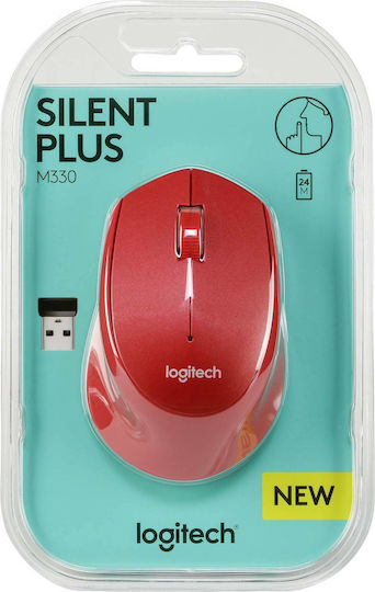 Logitech M330 Silent Plus Kabellos Mini Maus Rot