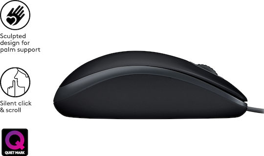 Logitech B110 Silent Ενσύρματο Ποντίκι Μαύρο