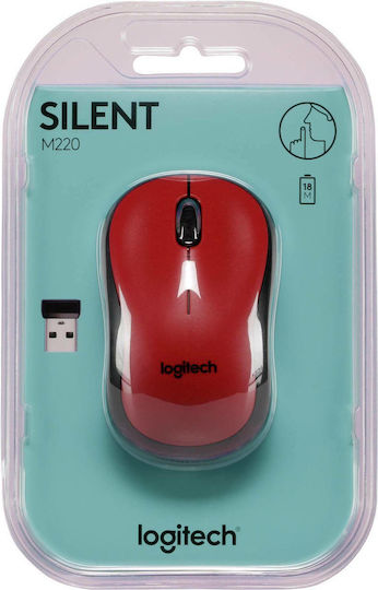 Logitech M220 Silent Ασύρματο Ποντίκι Κόκκινο