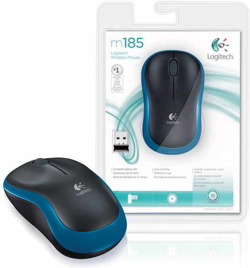 Logitech M185 Ασύρματο Mini Ποντίκι Μπλε
