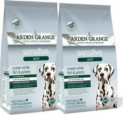 Arden Grange Sensitive 12kg Trockenfutter für erwachsene Hunde mit Kartoffeln und Fisch