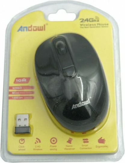 Andowl Q-220 Безжичен Мини Мишка Черен