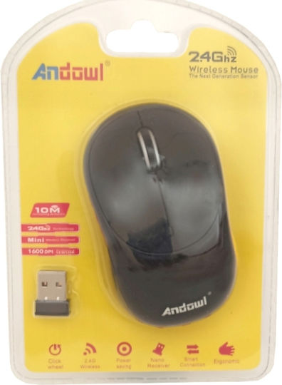 Andowl Q-220 Безжичен Мини Мишка Черен