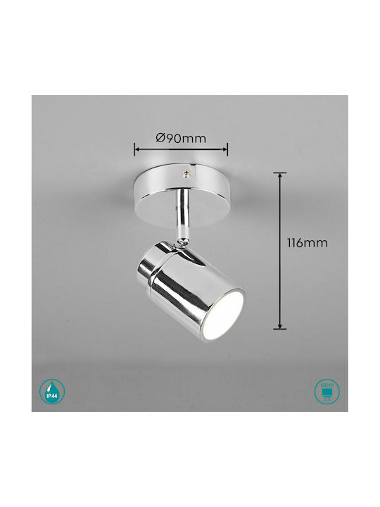 Trio Lighting Single Spot with Socket GU10 in Silver Color