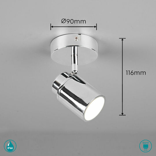 Trio Lighting Μονό Σποτ με Ντουί GU10 σε Ασημί Χρώμα