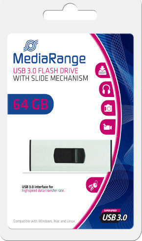 MediaRange 64ГБ USB 3.0 Стик Бял