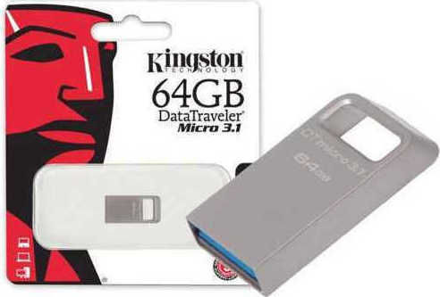Kingston DataTraveler Micro 64ГБ USB 3.1 Стик Сив
