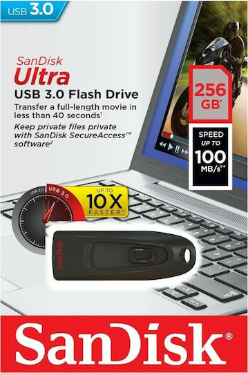 Sandisk Ultra 256GB USB 3.0 Stick Μαύρο