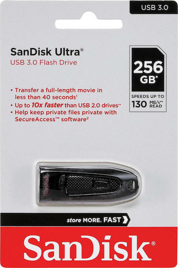 Sandisk Ultra 256GB USB 3.0 Stick Μαύρο