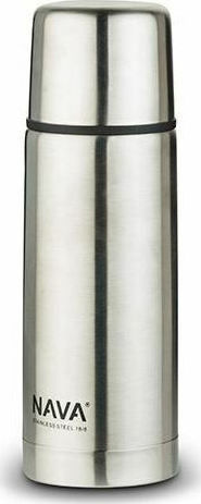 Nava Valve Lid-Cup Bottle Thermos Stainless Steel 1lt Silver with Cap-Cup