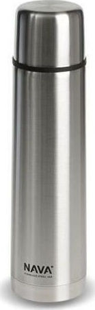 Nava Valve Lid-Cup Bottle Thermos Stainless Steel 1lt Silver with Cap-Cup