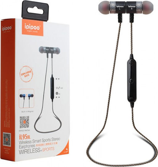 Ipipoo IL95BL In-ear Bluetooth Handsfree Ακουστικά με Αντοχή στον Ιδρώτα Μαύρα