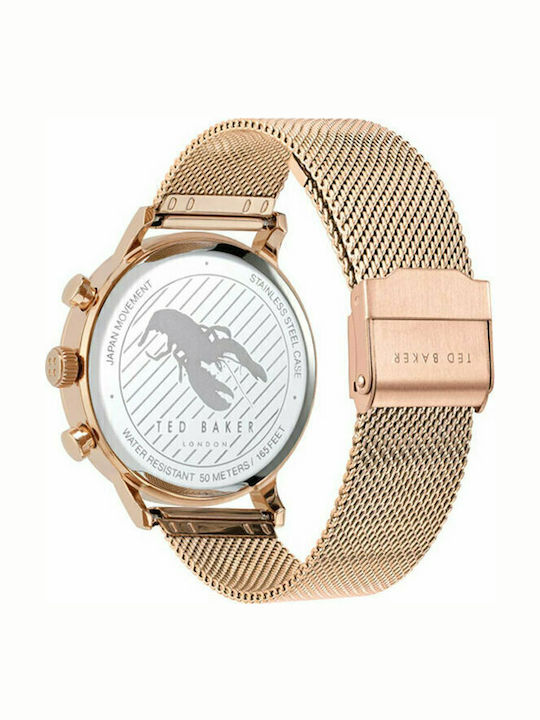 Ted Baker Cosmop Men's Watch 41mm Chronograph Battery with Pink Gold Metal Bracelet