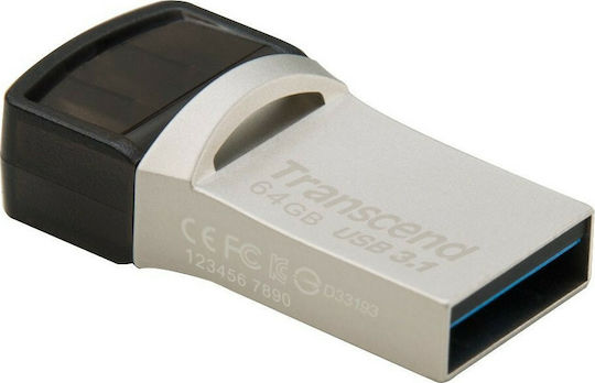 Transcend JetFlash 890 64GB USB 3.1 Stick with connection USB-A & USB-C Black