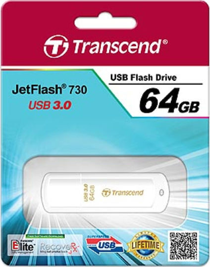 Transcend JetFlash 730 64GB USB 3.0 Stick Alb
