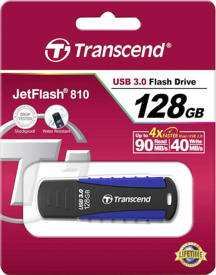 Transcend JetFlash 810 128GB USB 3.0 Stick Μαύρο