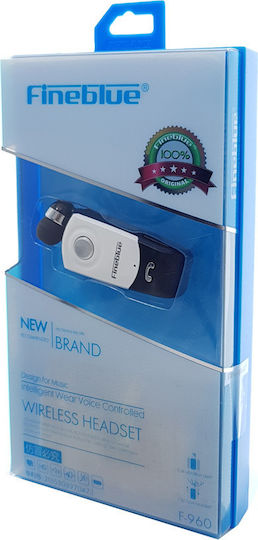 Fineblue F960 In-ear Bluetooth Handsfree Ακουστικό Πέτου Λευκό