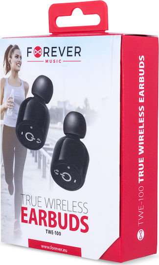 Forever TWE-100 In-ear Bluetooth Handsfree Ακουστικά με Θήκη Φόρτισης Μαύρα
