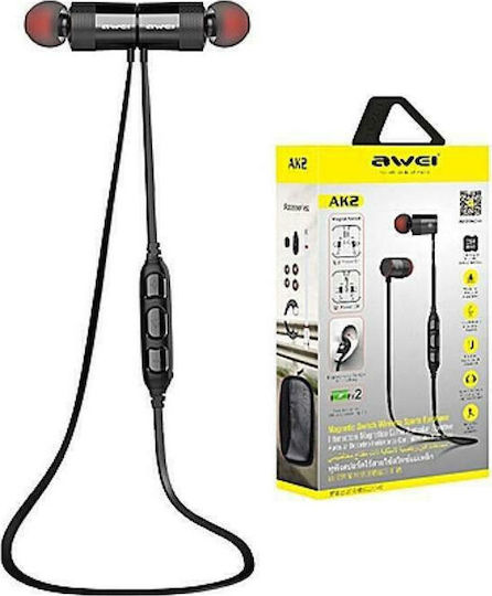Awei AK2 In-ear Bluetooth Handsfree Ακουστικά με Αντοχή στον Ιδρώτα Μαύρα