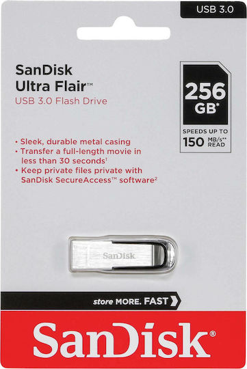 Sandisk Ultra Flair 256GB USB 3.0 Stick Μαύρο