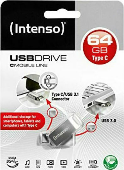 Intenso cMobile Line 64GB USB 3.1 Stick mit Verbindung USB-C & USB-A Silber
