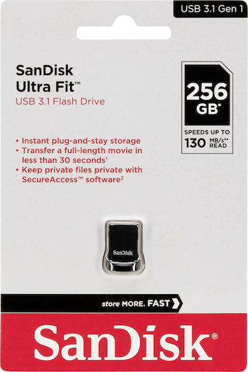 Sandisk Ultra Fit 256GB USB 3.1 Stick Black