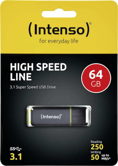 Intenso High Speed Line 64GB USB 3.1 Stick Μαύρο