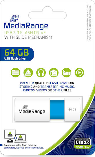 MediaRange 64GB USB 2.0 Stick Μπλε
