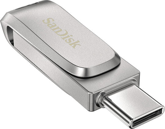 Sandisk Ultra Dual Drive Luxe 128GB USB 3.1 Стик с връзка USB-C & USB-A Сребрист