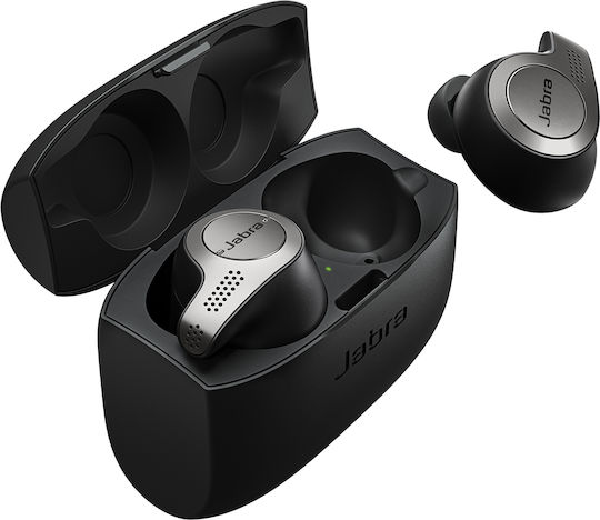 Jabra Elite 65t In-ear Bluetooth Handsfree Ακουστικά με Αντοχή στον Ιδρώτα και Θήκη Φόρτισης Titanium Black
