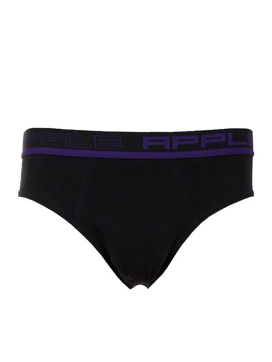 Apple Boxer Herren Slips Black / Purple 1Packung