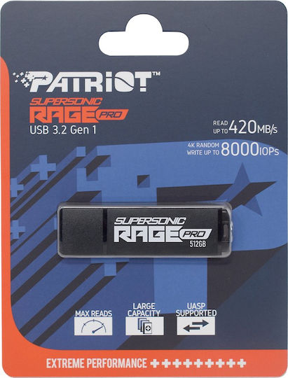 Patriot Supersonic Rage Pro 512GB USB 3.2 Стик Черен