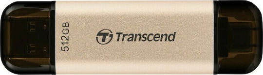 Transcend JetFlash 930C 512GB USB 3.1 Stick με σύνδεση USB-A & USB-C Χρυσό