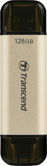 Transcend JetFlash 930C 128GB USB 3.2 Стик с връзка USB-A & USB-C Златист