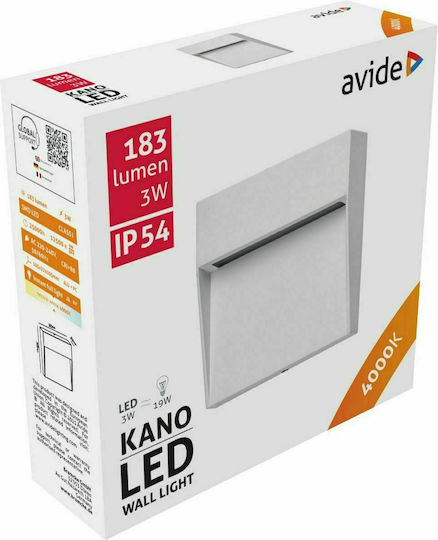 Avide AOLS3WLED-KAS Wall-Mounted Outdoor Lighting Spot LED 3W 4000K 37x25x25cm Avide AOLS3WLED-KAS Wall-Mounted Outdoor Lighting Spot LED 3W 4000K 37x25x25cm