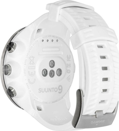 Suunto 9 Baro Stainless Steel 50mm Waterproof Smartwatch with Heart Rate Monitor (White)