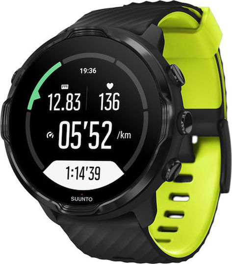Suunto 7 50мм Водоустойчив Смарт часовник с Пулсомер (Black Lime)