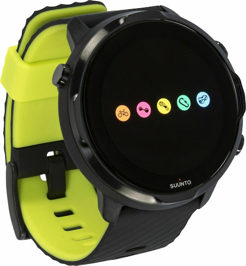 Suunto 7 50мм Водоустойчив Смарт часовник с Пулсомер (Black Lime)