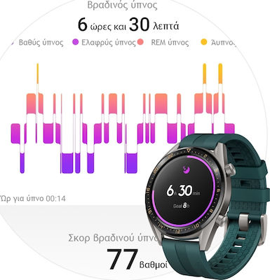 Huawei Watch GT Stainless Steel 46mm Αδιάβροχο με Παλμογράφο (Πράσινο)