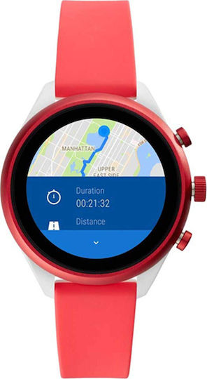 Fossil Sport 41mm Smartwatch με Παλμογράφο (Red)
