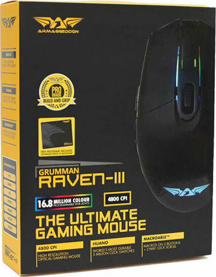 Armaggeddon Raven III Gaming Ποντίκι 4800 DPI Μαύρο