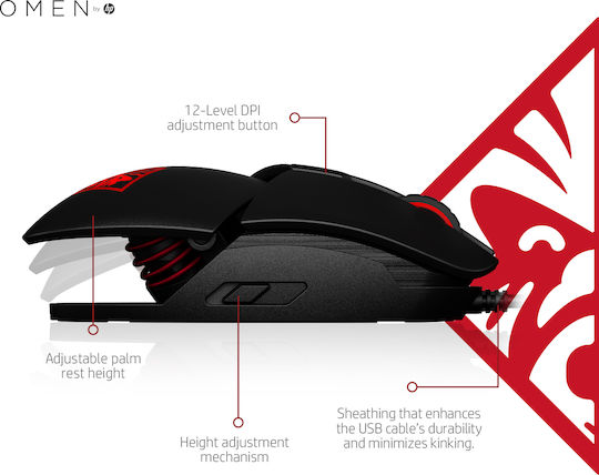 HP Reactor RGB Gaming Ποντίκι 16000 DPI Μαύρο