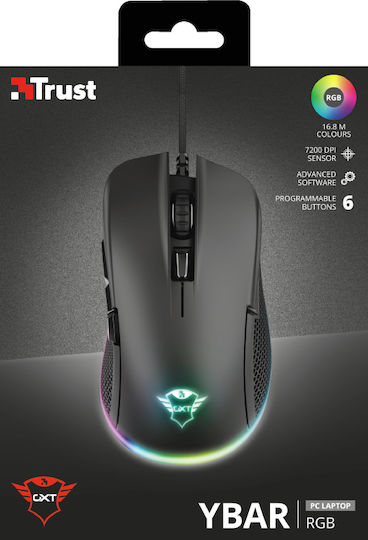 Trust GXT 922 Ybar RGB Gaming Gaming Maus 7200 DPI Schwarz