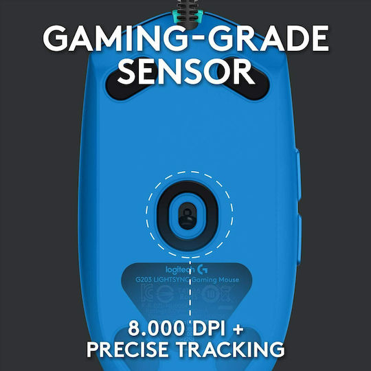 Logitech G203 Lightsync RGB Gaming Ποντίκι 8000 DPI Μπλε