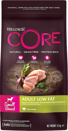 Wellness Core Grain Free Healthy Weight Small 1.5kg Ξηρά Τροφή Διαίτης, χωρίς Σιτηρά για Ενήλικους Σκύλους Μικρόσωμων Φυλών με Γαλοπούλα και Κοτόπουλο