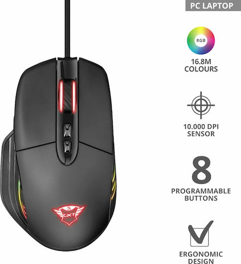 Trust GXT 940 Xidon RGB Gaming Ποντίκι 10000 DPI Μαύρο