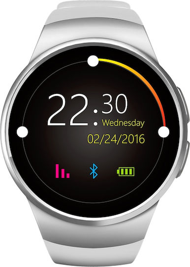 Kingwear KW18 Smartwatch with SIM and Heart Rate Monitor (White)